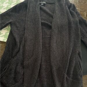 Barefoot Dreams dark brown and black open front cardigan